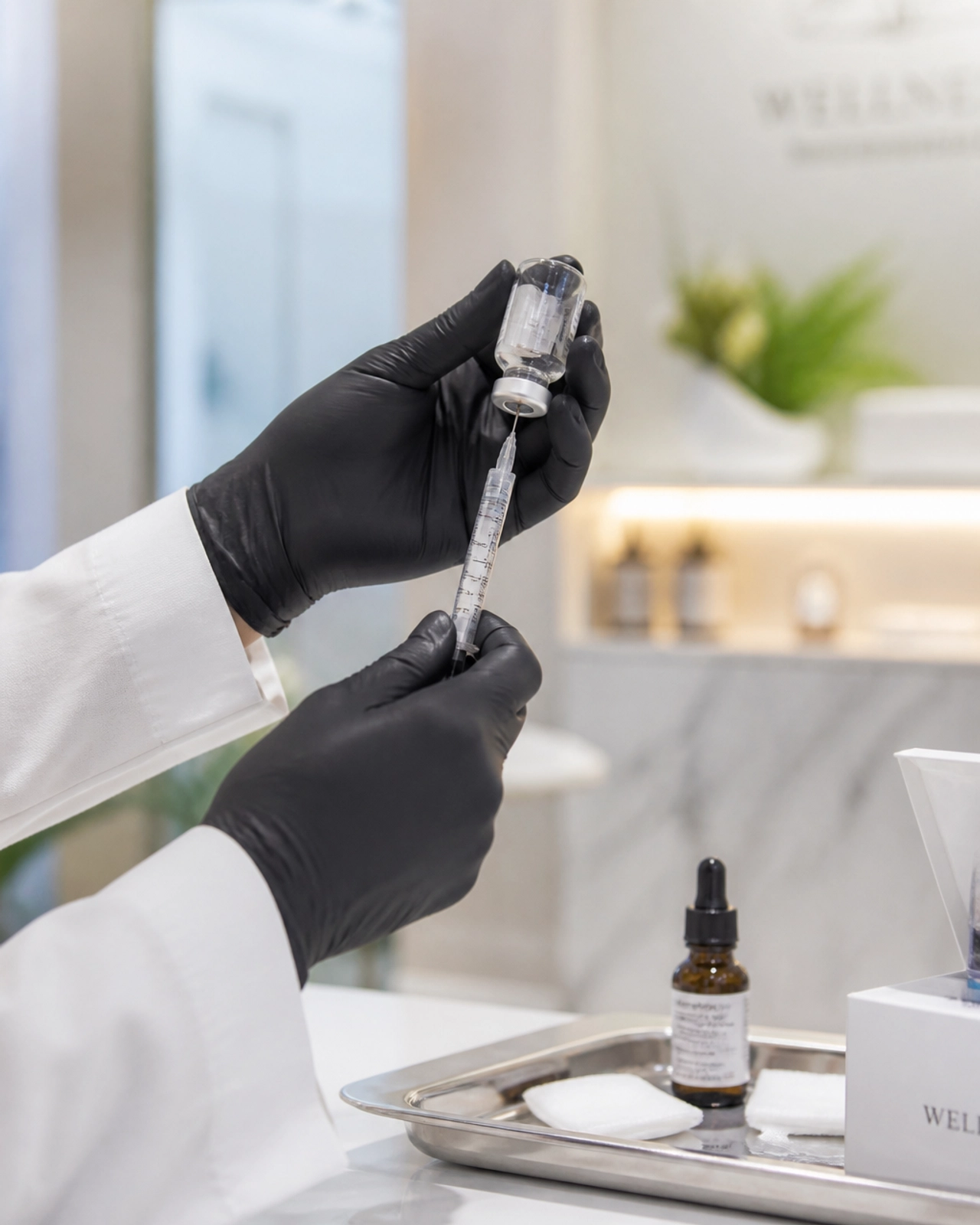 Professional hands preparing a wellness treatment