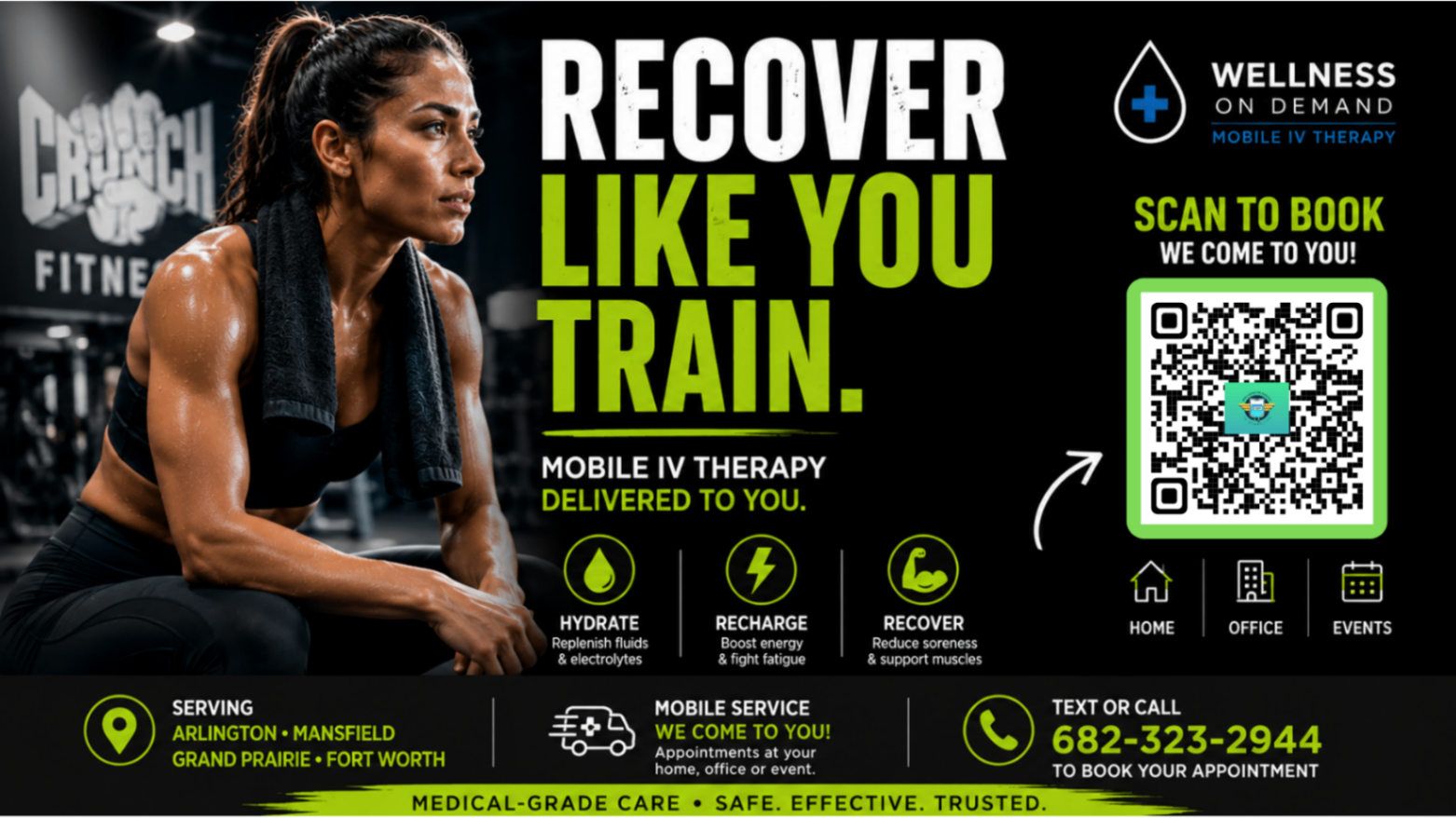 Athletic recovery and mobile IV therapy services in Arlington, Mansfield, Grand Prairie, and Fort Worth